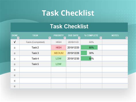 excel work tasks template