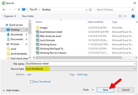 excel workbook file extension
