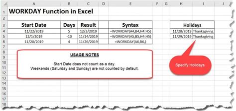 excel workday not working