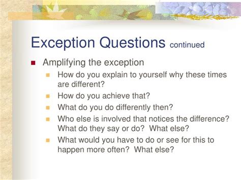 exception questions in solution focused therapy