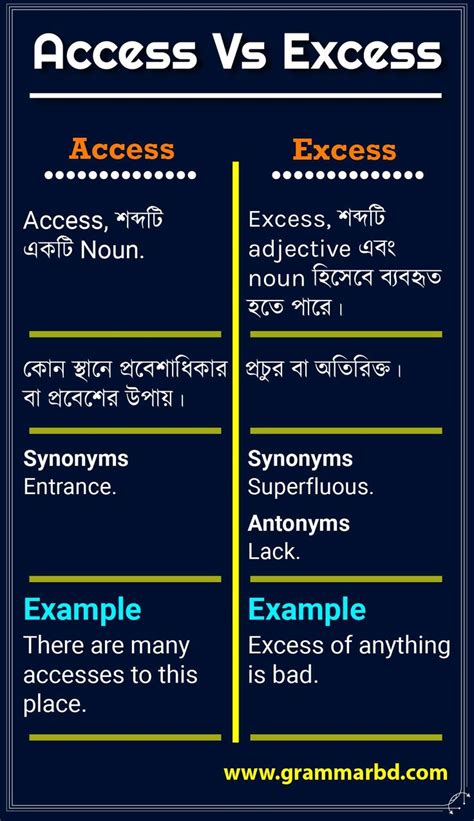 excess meaning in english with example