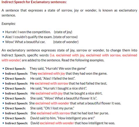 exclamatory sentences examples in direct and indirect speech