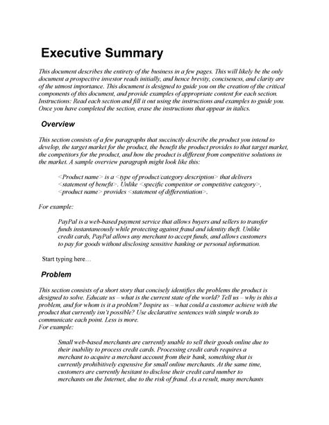 executive summary and problem statement