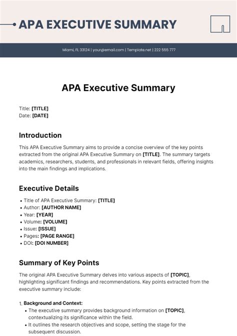 executive summary apa format example