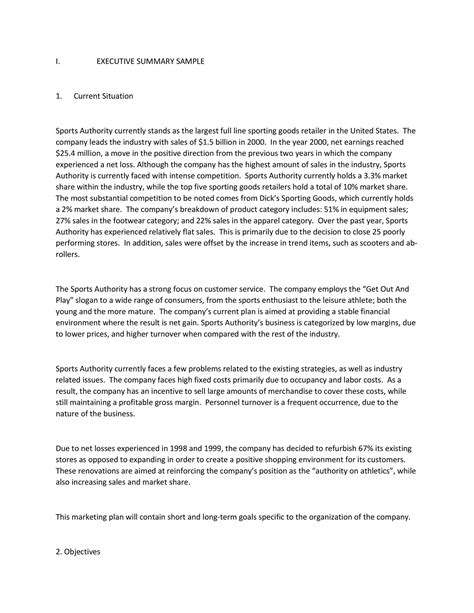 executive summary example in research