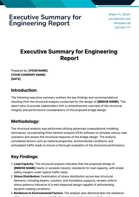 executive summary examples engineering