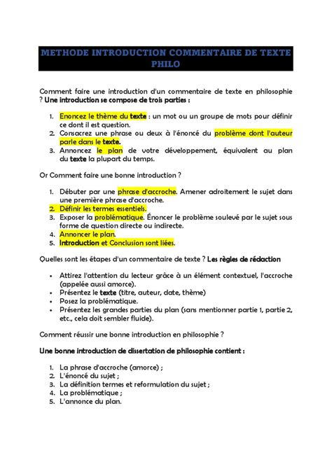 exemple introduction commentaire de texte philo