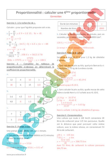 exercice proportion seconde