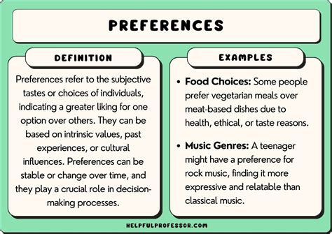 exercise preferences examples