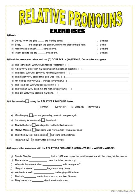exercises relative pronouns with answers pdf