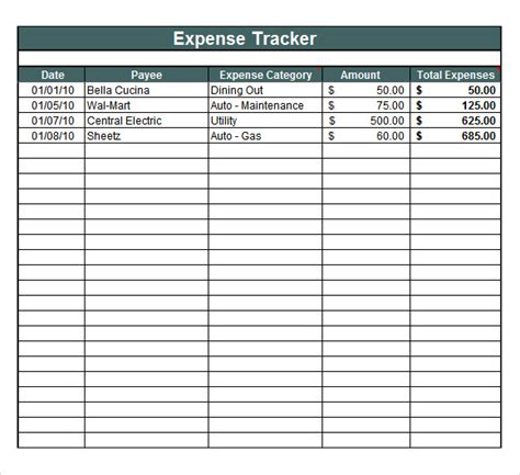 expense tracker in excel template