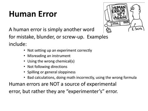 experimental error vs human error