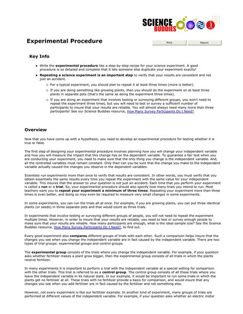 experimental procedure example