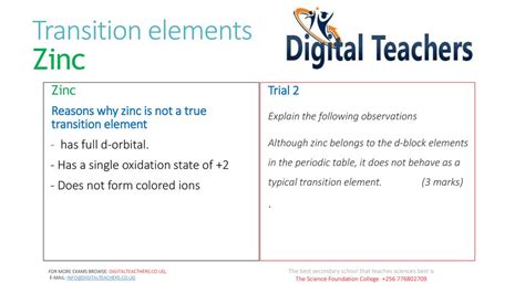explain briefly why zinc is not considered as a typical transition element