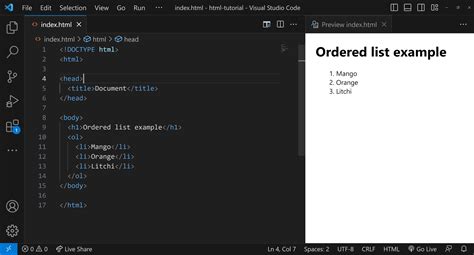 explain ordered list in html with example
