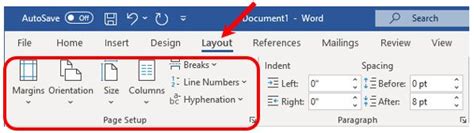 explain page set up option in ms word