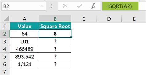 explain sqrt function in excel