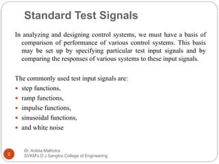explain standard test signals used in control system