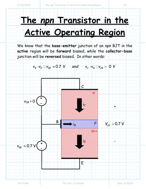 explain the operation of npn transistor in the active region