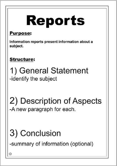 explain typical structure template for writing a report