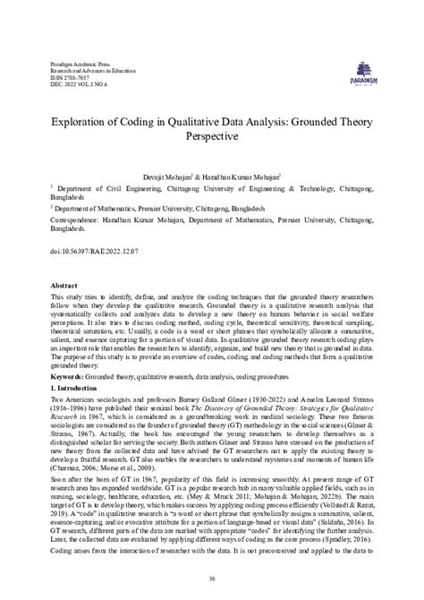 exploration of coding in qualitative data analysis grounded theory perspective