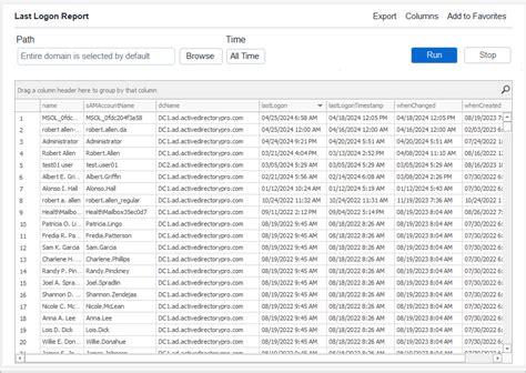 export ad user to csv with last logon date