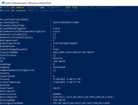 export ad users to csv with all attributes powershell