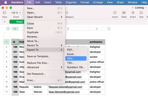 export apple contact list to csv