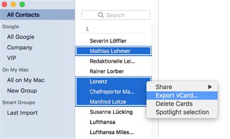 export apple contacts to excel