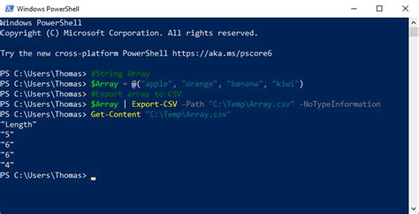 export csv powershell format table