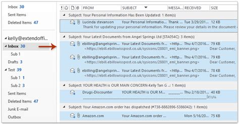 export email subjects to excel