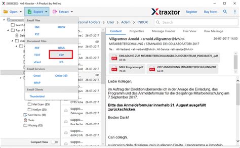 export emails from outlook to excel with date and time