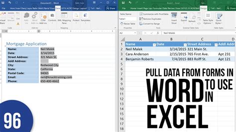 export excel data into word template