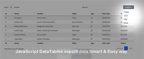 export excel data table javascript