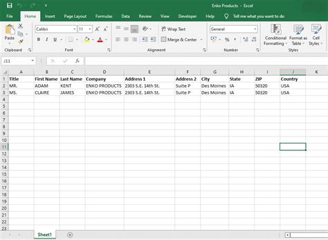 export excel data to labels