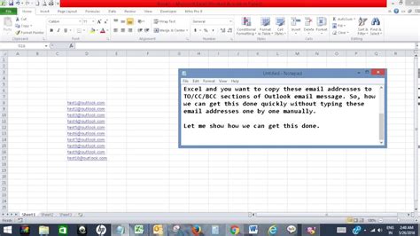 export excel to email list