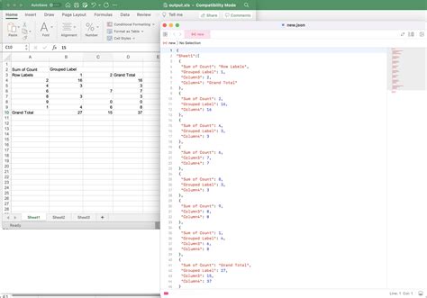 export excel to json