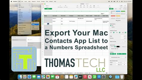 export mac contacts to numbers spreadsheet