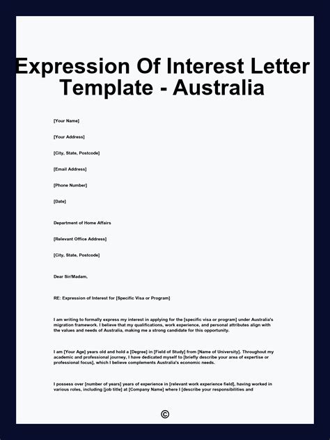 expression of interest example australia