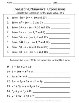 expressions and equations practice