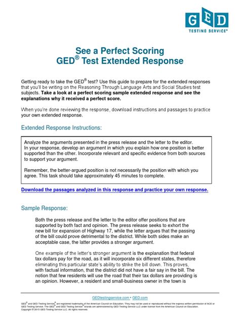 extended response examples ged