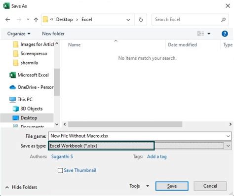 extension of saved file in excel