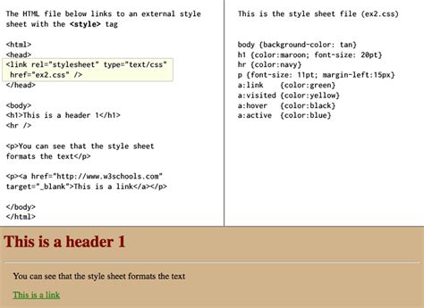 external style sheet example program