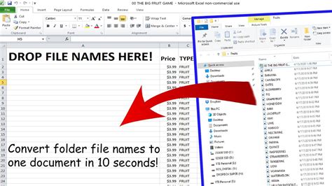 extract folder names to excel