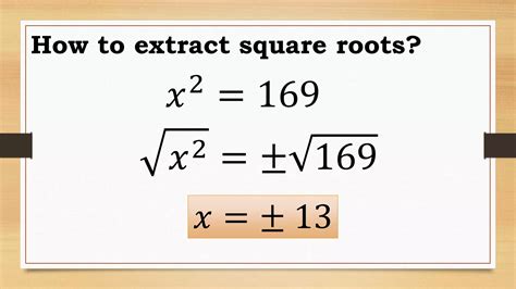 extracting square roots examples with solution ppt