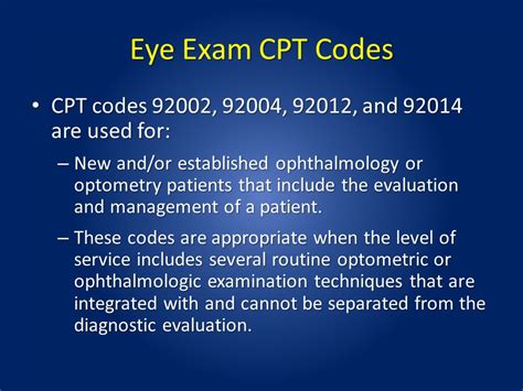 eye evaluation cpt code