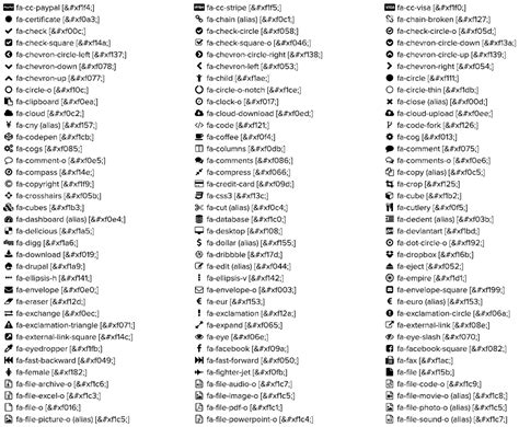 fa icon code list
