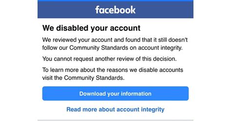 facebook disabled