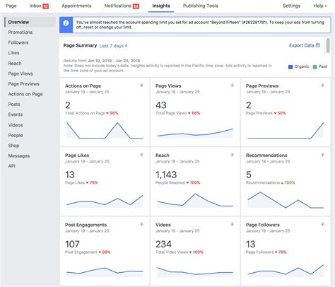 facebook insights page