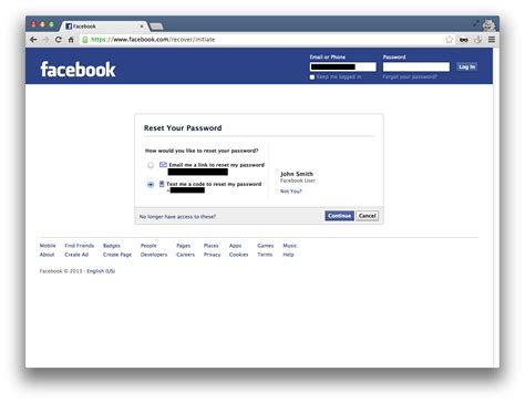 facebook keeps sending code to old number